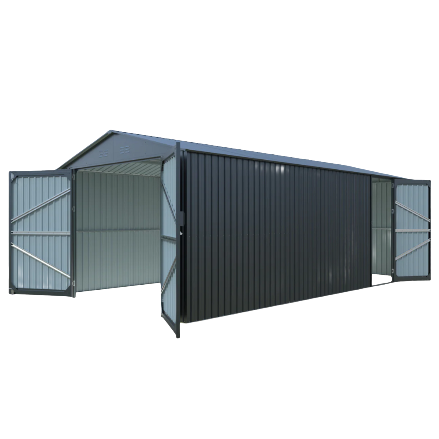 Chery Industrial | 10'x20' Plus Upgraded Metal Garage Shed with Double Front Doors, Side Entry Door