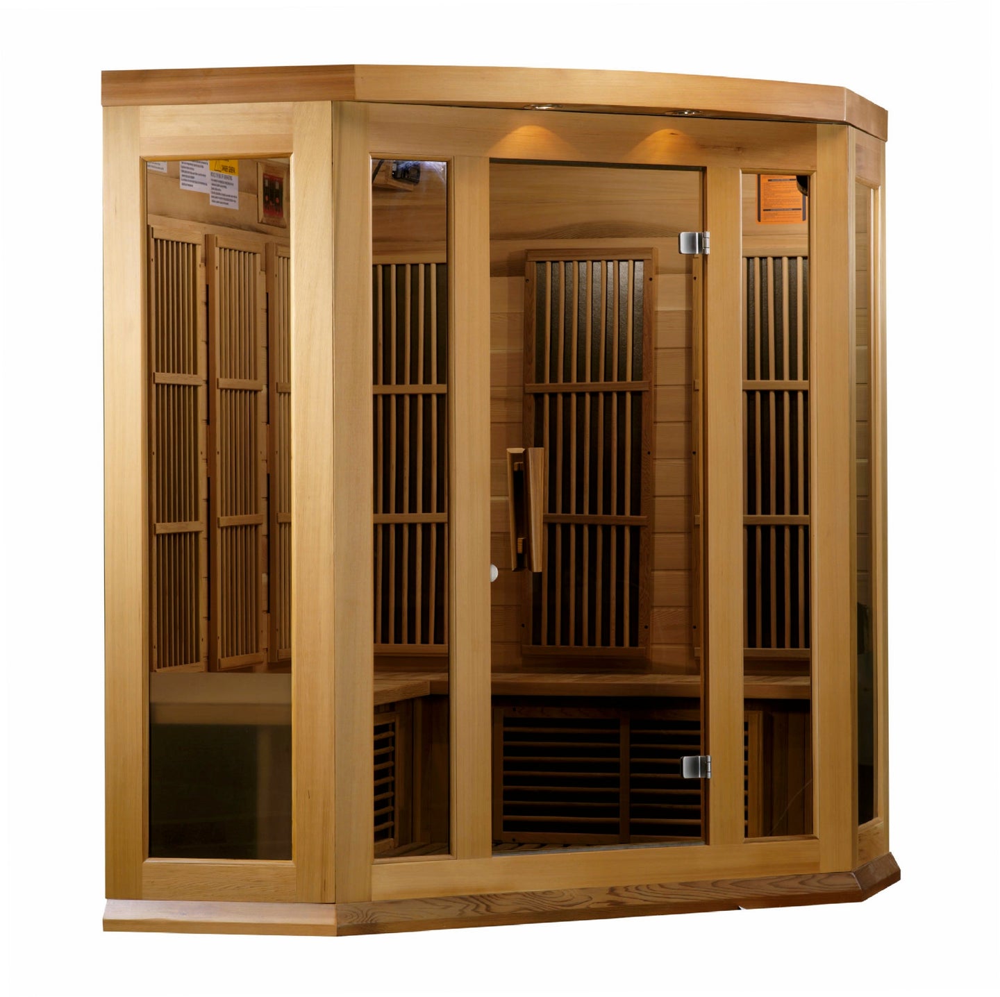 Golden Designs | Maxxus "Avignon" 3 Person Corner Near Zero EMF FAR IR Sauna | MX-K356-01-ZF CED