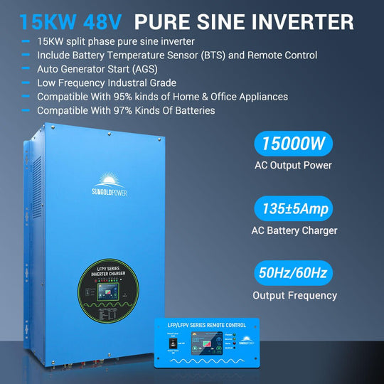 15000W 48V Split Phase Pure Sine Wave Inverter Charger - Only Inverter