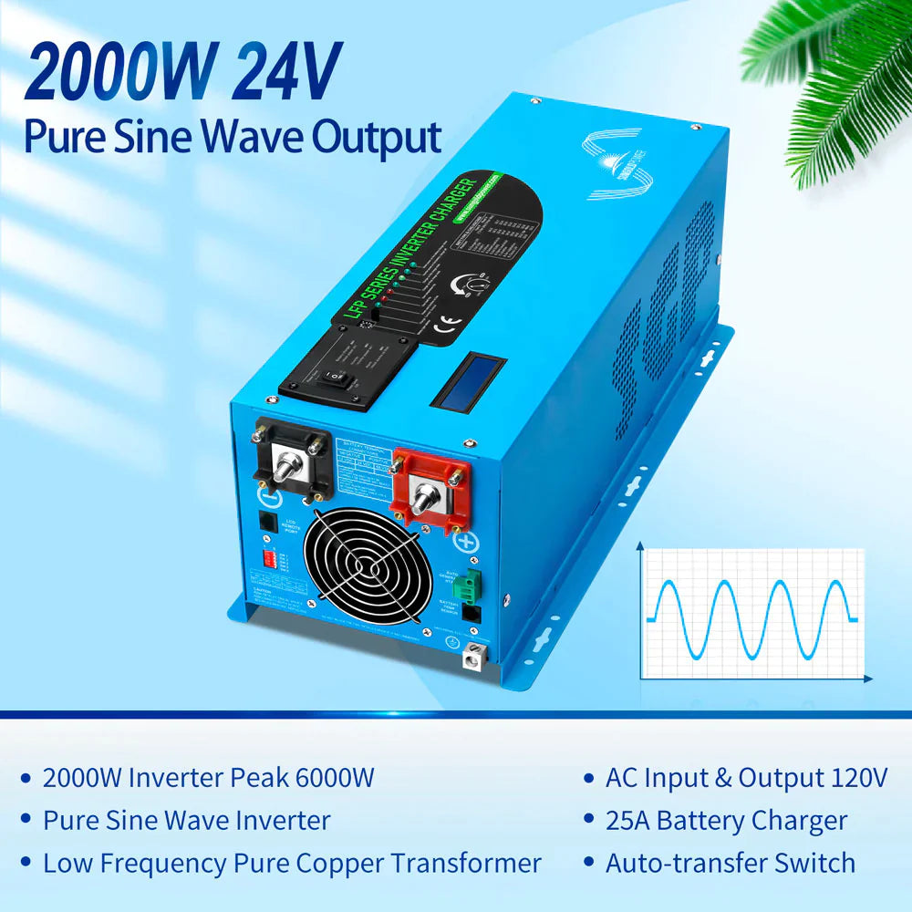 SUNGOLD POWER | 2000W DC 24V PURE SINE WAVE INVERTER WITH CHARGER