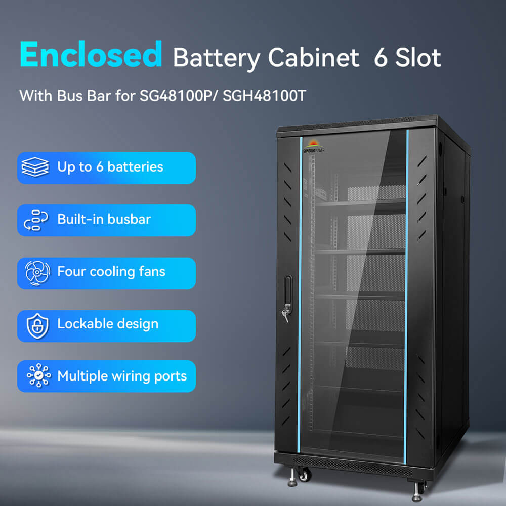 Enclosed Battery Cabinet 6 Slot with Bus Bar for SG48100P/ SGH48100T