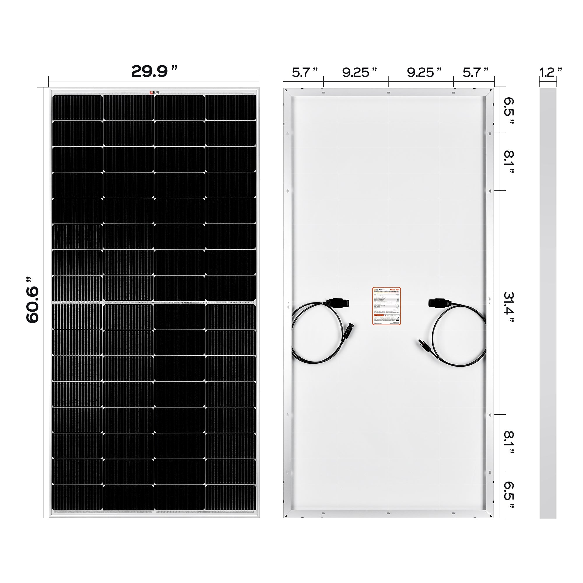 MEGA 250 | 250 Watt Solar Panel | Premier 12V Off-Grid Solar Panel for RVs, Vans, Boats | 25-Year Output Warranty | UL Certified