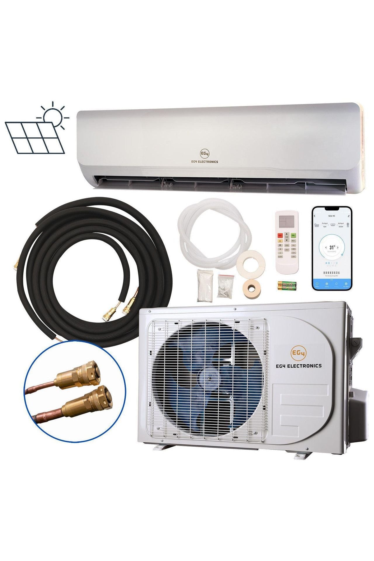 EG4 | Hybrid AC/DC Solar Mini Split Air Conditioner Heat Pump | 24000 BTU | Direct Solar Input