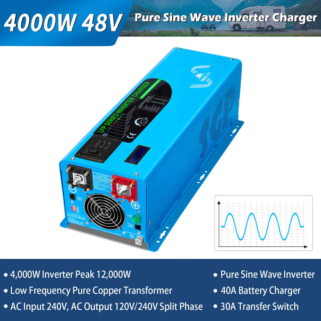 SUNGOLD POWER | 4000W DC 48V SPLIT PHASE PURE SINE WAVE INVERTER WITH CHARGER UL1741 STANDARD