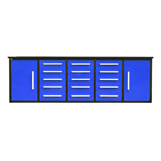 Chery Industrial 10ft Workbench Storage Cabinet with 15 Drawers & 2 Cabinets