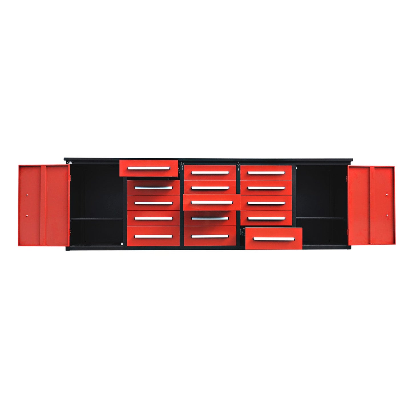 Chery Industrial 10ft Workbench Storage Cabinet with 15 Drawers & 2 Cabinets