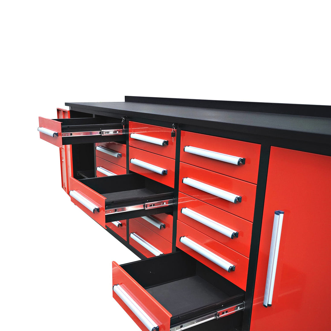 Chery Industrial 10ft Workbench Storage Cabinet with 15 Drawers & 2 Cabinets