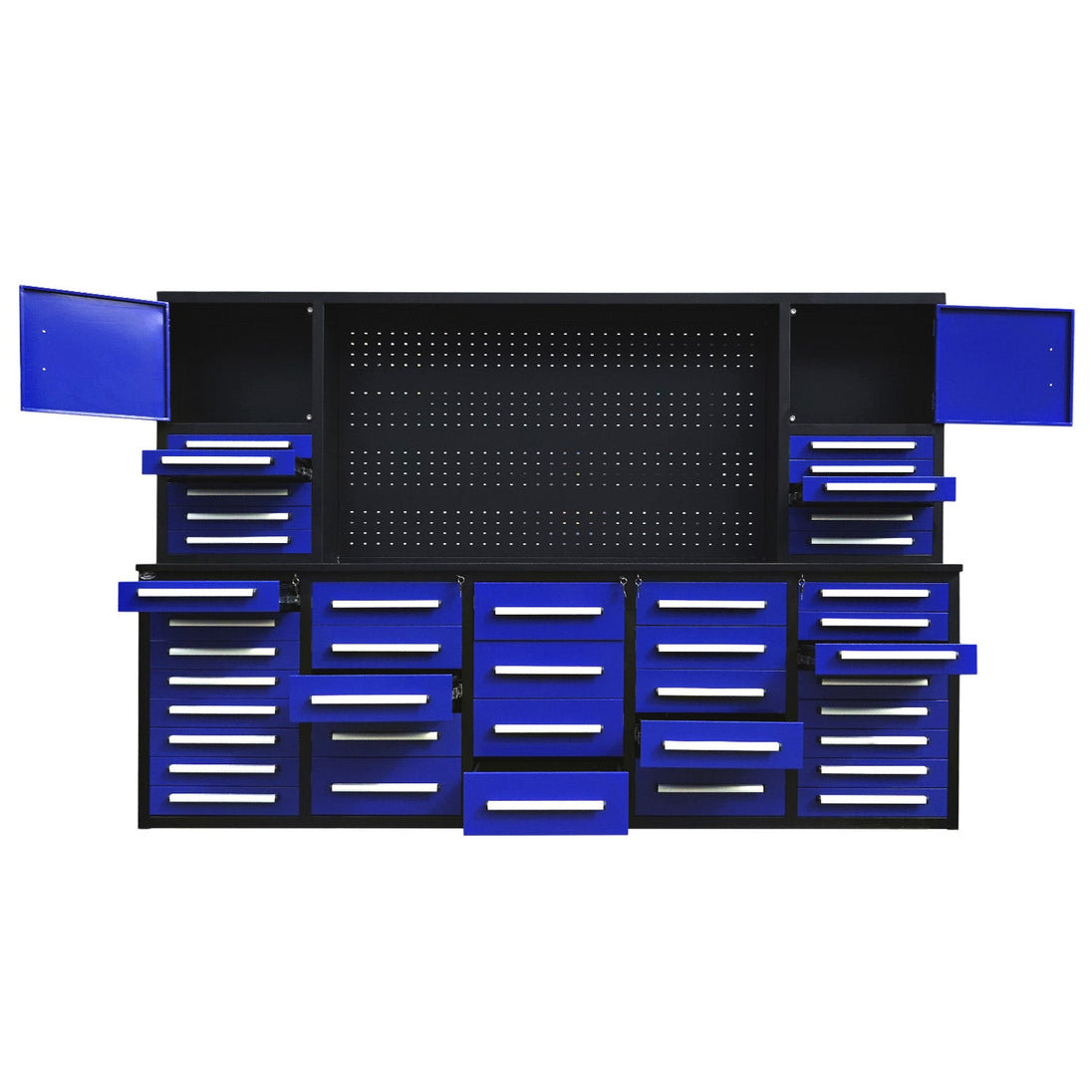 Chery Industrial 10ft Workbench Cabinet(40 Drawers, 2 Cabinets & 1 Pegboard)
