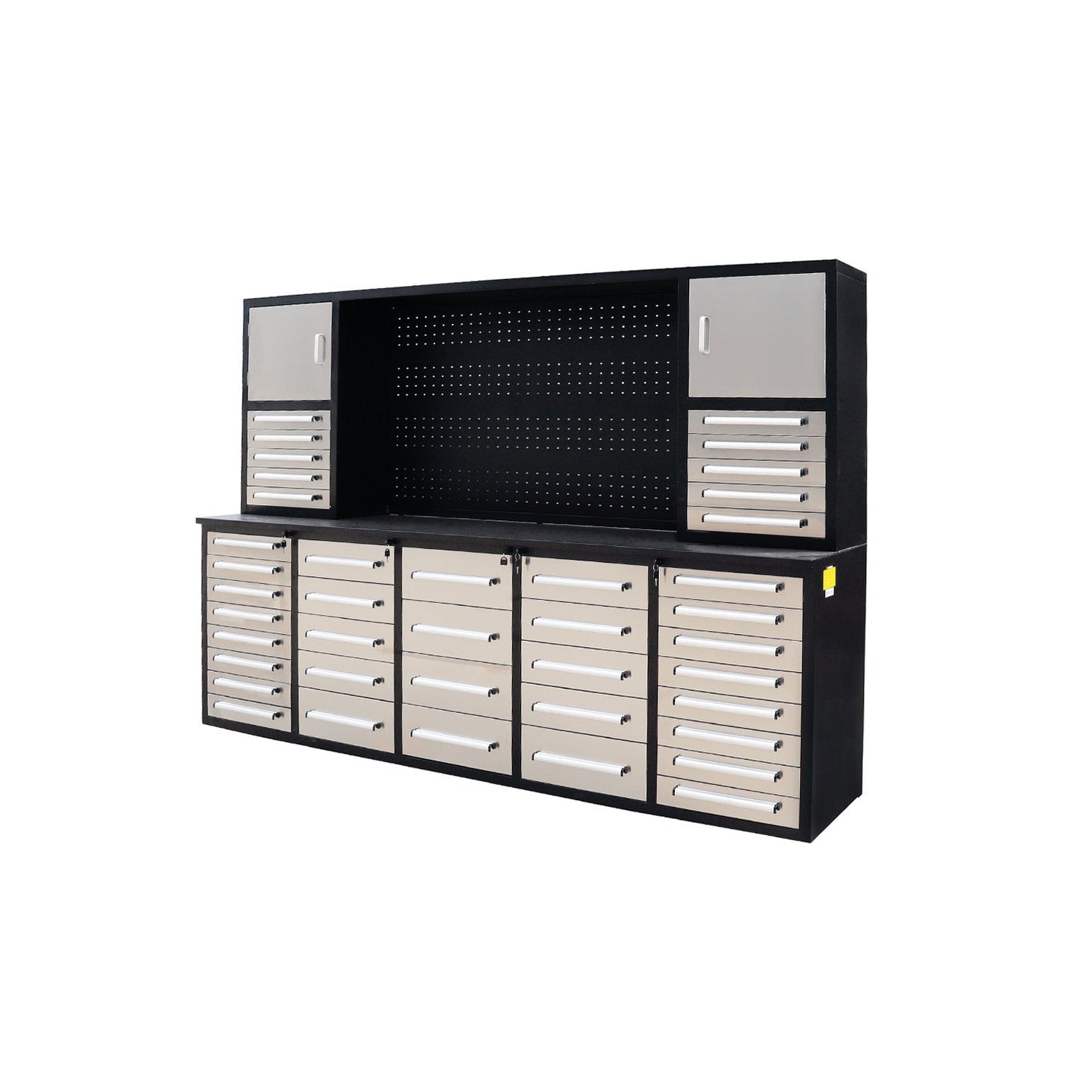 Chery Industrial 10ft Workbench Cabinet(40 Drawers, 2 Cabinets & 1 Pegboard)