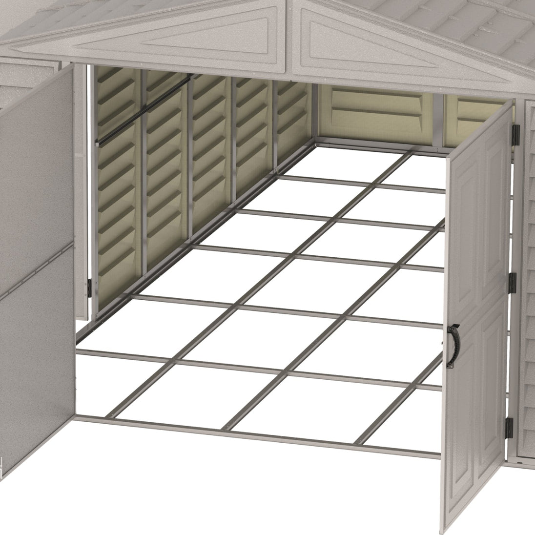 Chery Industrial 10.5x31 ft Vinyl Garage, Vinyl Storage Shed with Foundation, 2 Windows & Side Doors