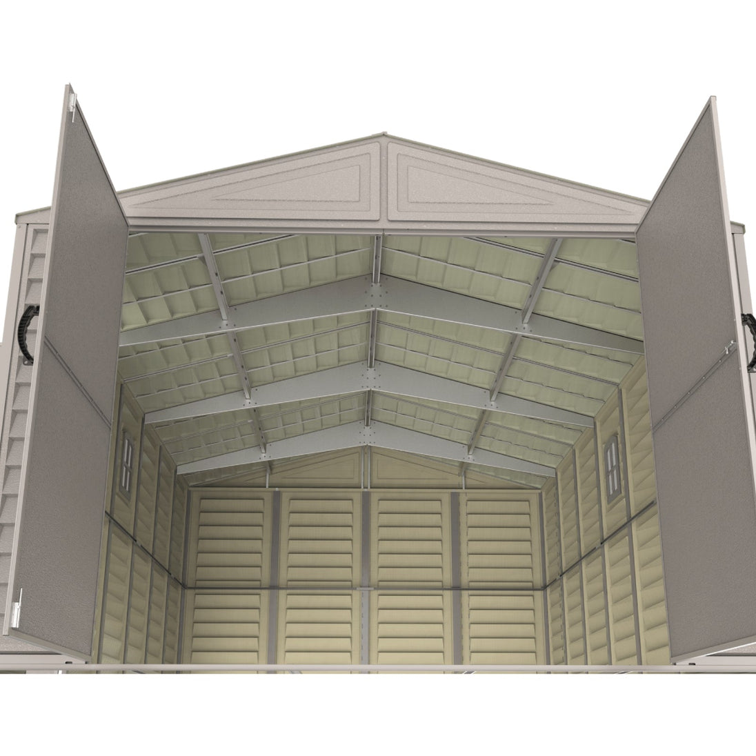 Chery Industrial 10.5x31 ft Vinyl Garage, Vinyl Storage Shed with Foundation, 2 Windows & Side Doors