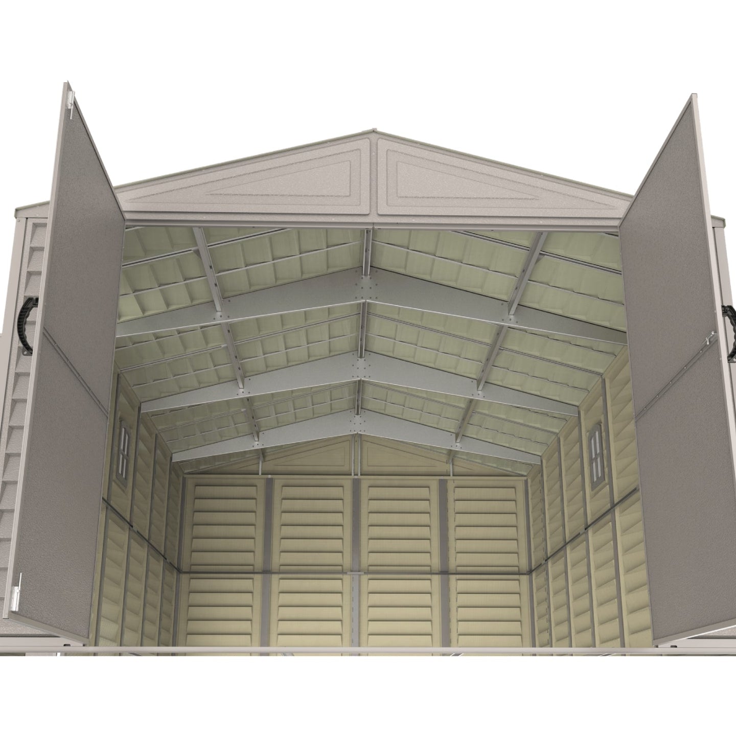 Chery Industrial 10.5x31 ft Vinyl Garage, Vinyl Storage Shed with Foundation, 2 Windows & Side Doors