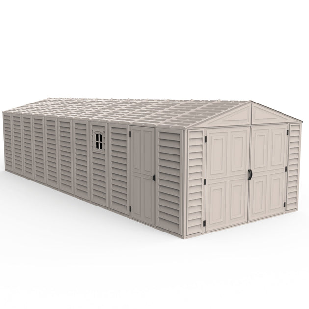 Chery Industrial | 10.5x28.5 ft Vinyl Garage, Vinyl Storage Shed with Foundation, 2 Windows & Side Doors