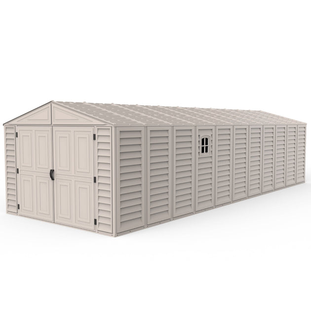 Chery Industrial 10.5x28.5 ft Vinyl Garage, Vinyl Storage Shed with Foundation, 2 Windows & Side Doors