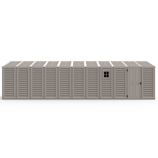 Chery Industrial 10.5x28.5 ft Vinyl Garage, Vinyl Storage Shed with Foundation, 2 Windows & Side Doors