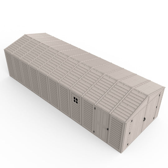 Chery Industrial 10.5x31 ft Vinyl Garage, Vinyl Storage Shed with Foundation, 2 Windows & Side Doors
