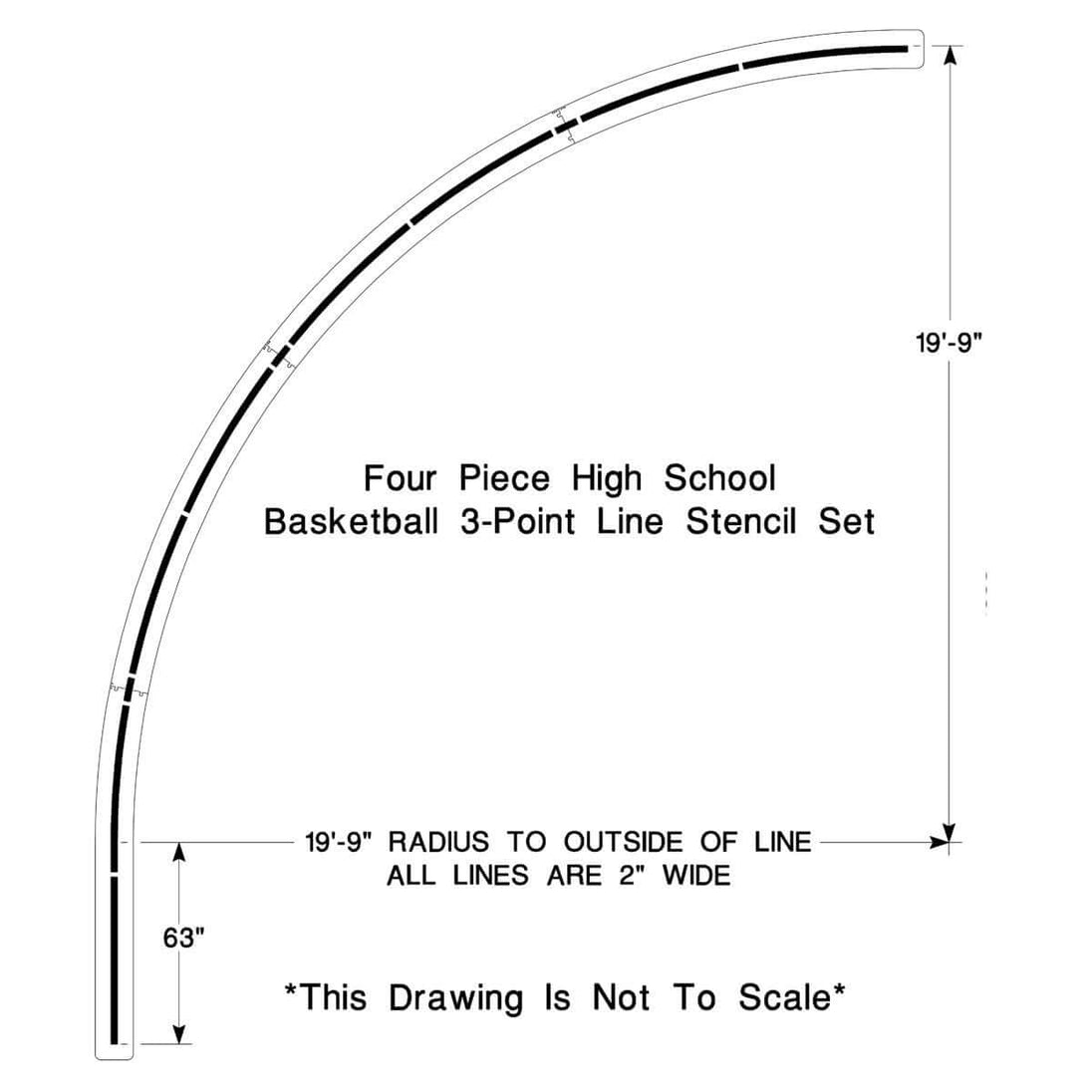 Newstripe | High School Basketball 3-point Line Stencil | 10003651