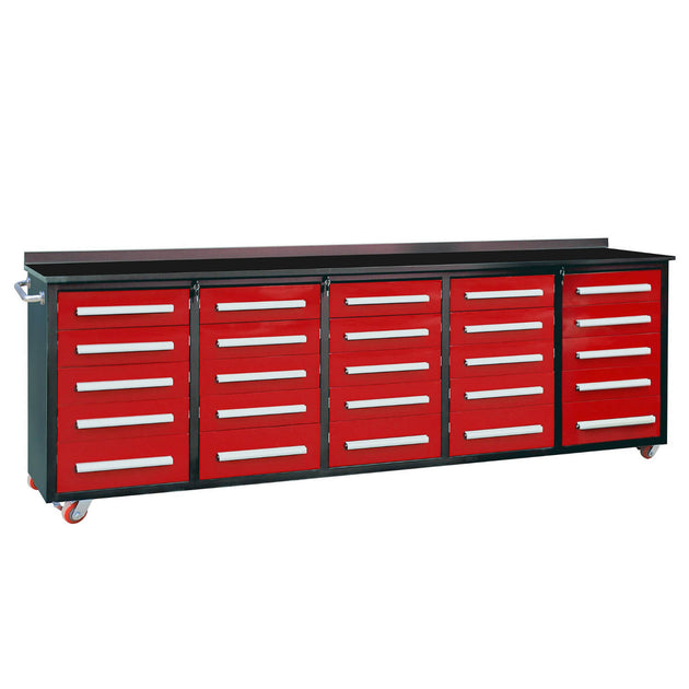 Chery Industrial | 10ft 25-Drawer Storage Workbench with Wheels