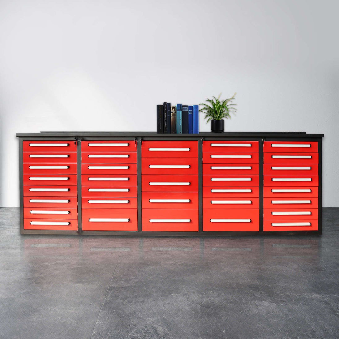 Chery Industrial 10ft Workbench Storage Cabinet with 35 Drawers