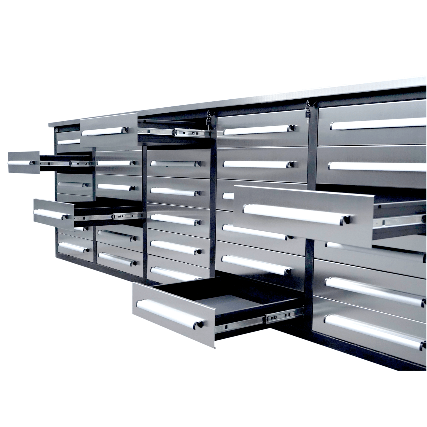 Chery Industrial 10ft Workbench Storage Cabinet with 30 Drawers