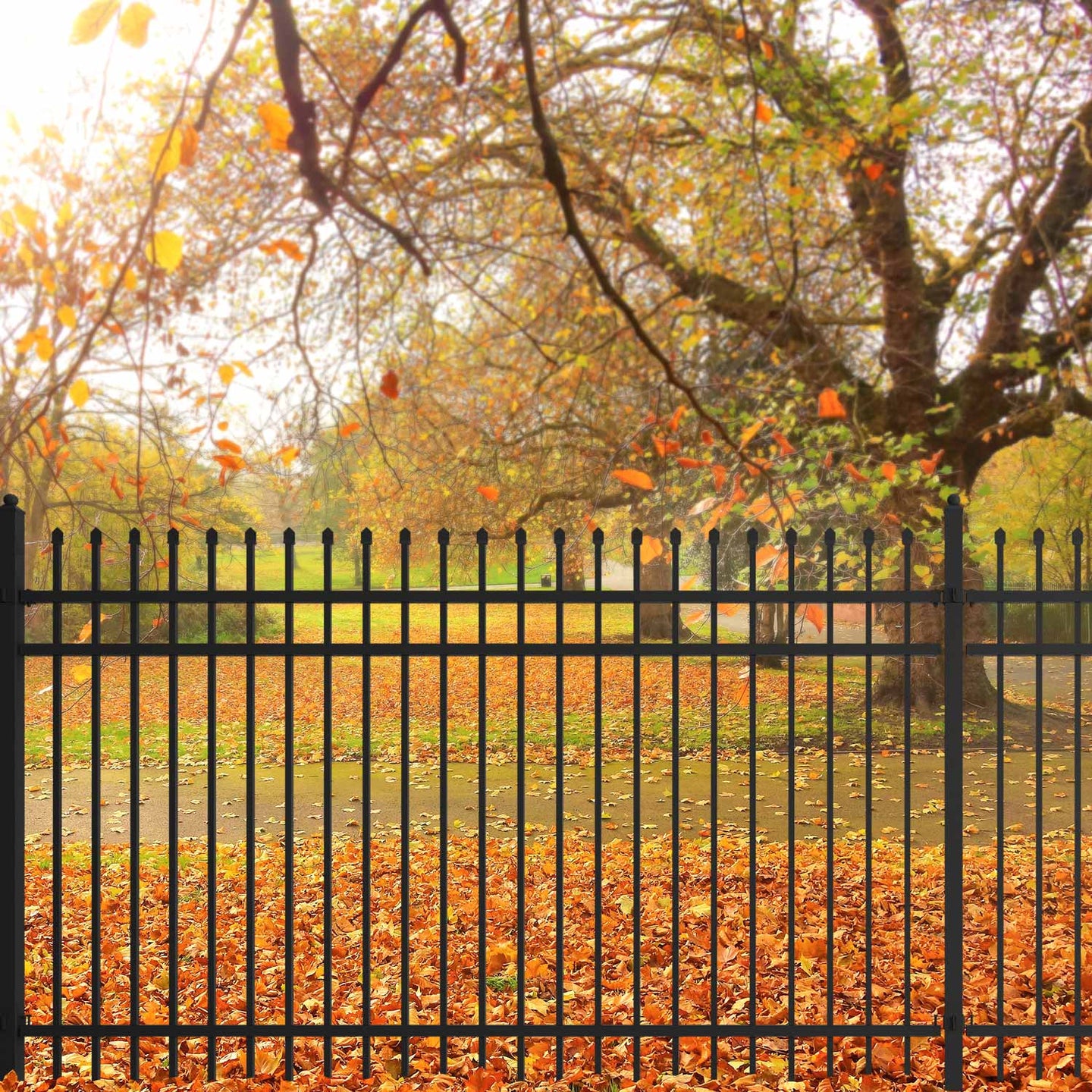 Chery Industrial 10x7 ft Steel Fence with 3 Rails, 30 Panels