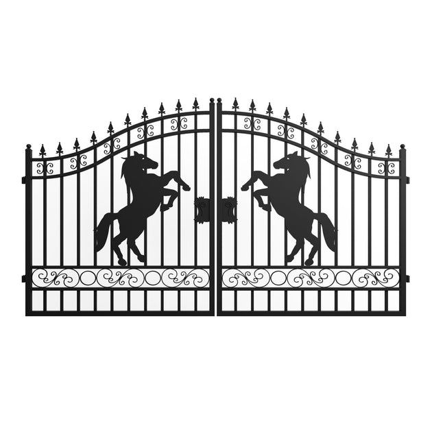 Chery Industrial | 12x8 ft Dual Swing Driveway Gate with Horse Pattern