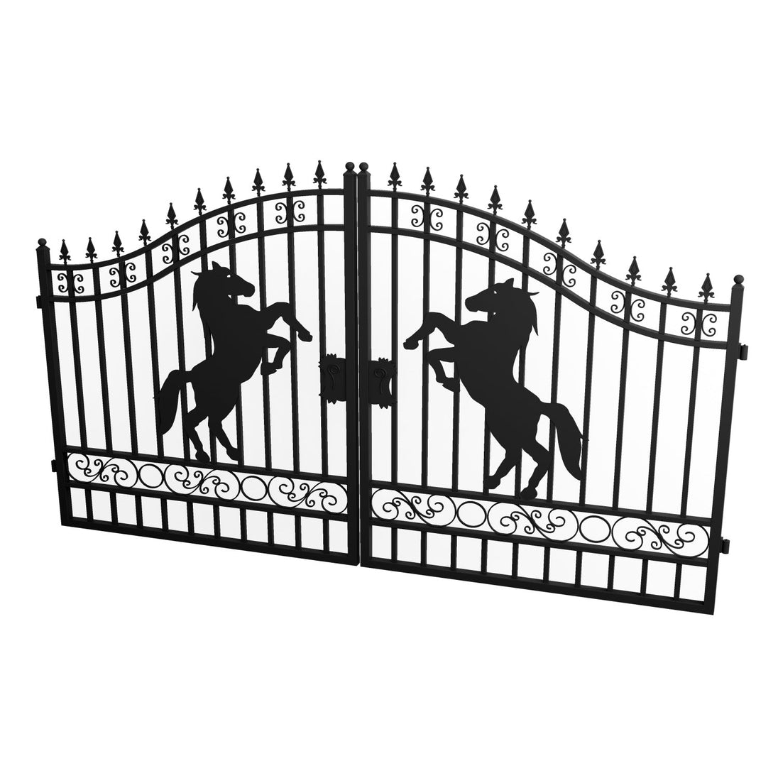 Chery Industrial 12x8 ft Dual Swing Driveway Gate with Horse Pattern