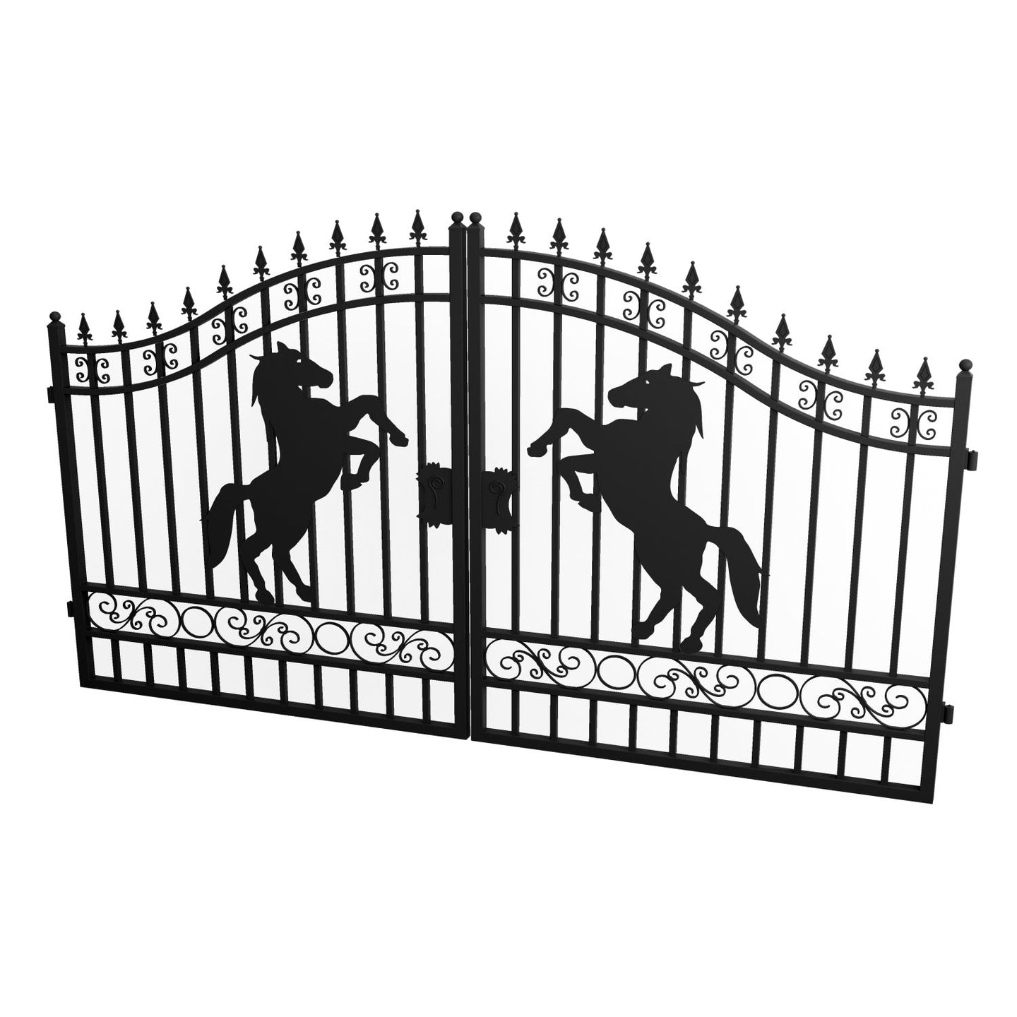 Chery Industrial 12x8 ft Dual Swing Driveway Gate with Horse Pattern