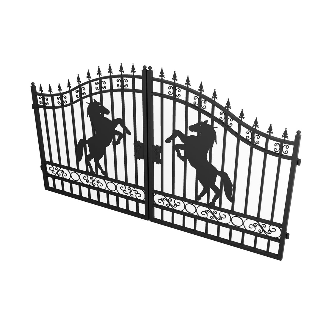 Chery Industrial 12x8 ft Dual Swing Driveway Gate with Horse Pattern