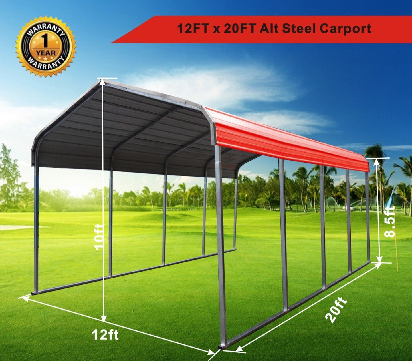 Chery Industrial Classic Steel Carport W12' x L20'