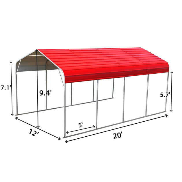 Chery Industrial 12x20 ft Heavy Duty Metal Garage Carport