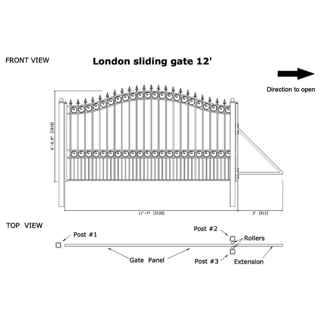 Chery Industrial 12x6 ft Steel Sliding Driveway Gate