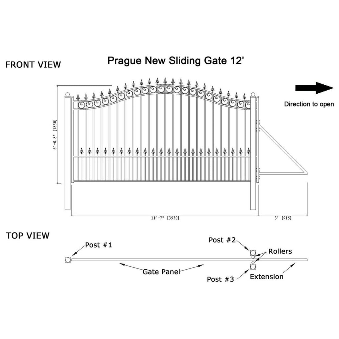 Chery Industrial 12x6 ft Steel Sliding Driveway Gate