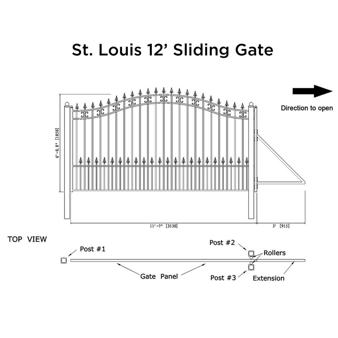 Chery Industrial 12x6 ft Steel Sliding Driveway Gate