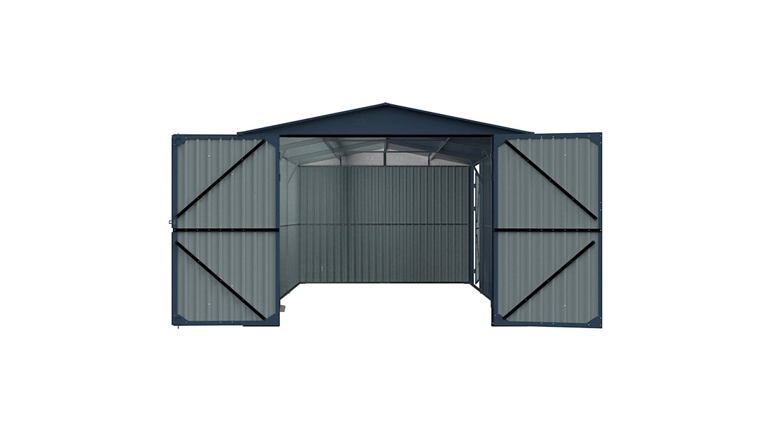 Chery Industrial 13'x20' Plus Upgraded Metal Garage Shed with Double Front Doors, Side Entry Door