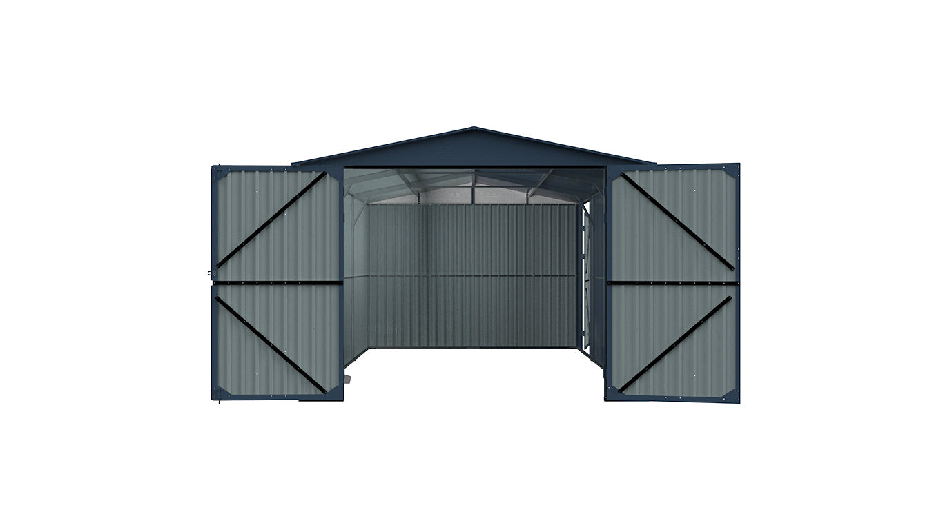 Chery Industrial 13'x20' Plus Upgraded Metal Garage Shed with Double Front Doors, Side Entry Door