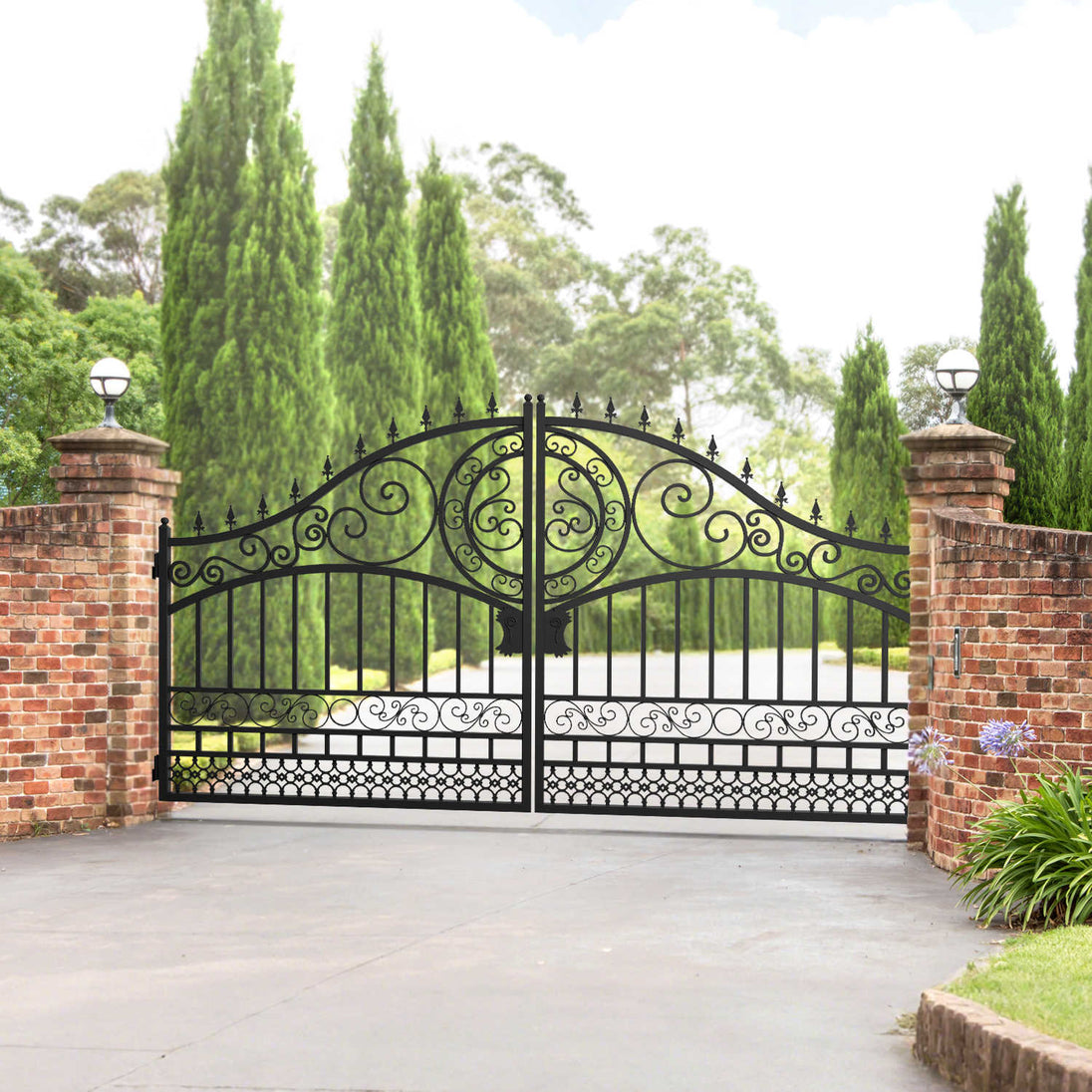 Chery Industrial 14x8 ft Steel Dual Swing Driveway Gate-European Style