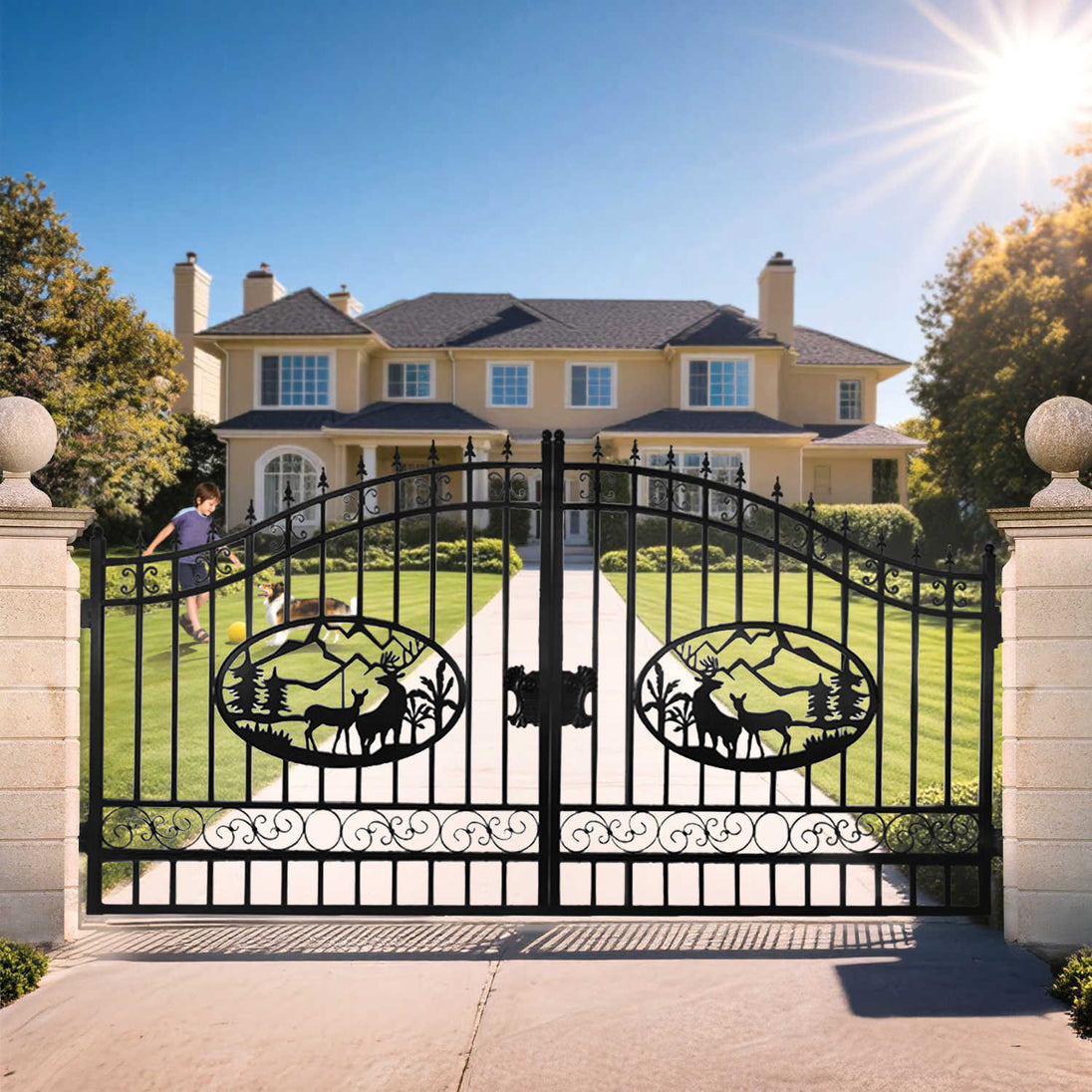 Chery Industrial 14x8 ft Steel Dual Swing Driveway Gate