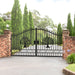 Chery Industrial 14x8 ft Steel Dual Swing Driveway Gate with Wider Goalposts
