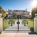 Chery Industrial 14x8 ft Steel Dual Swing Driveway Gate with Wider Goalposts
