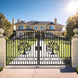 Chery Industrial 14x8 ft Steel Dual Swing Driveway Gate with Wider Goalposts