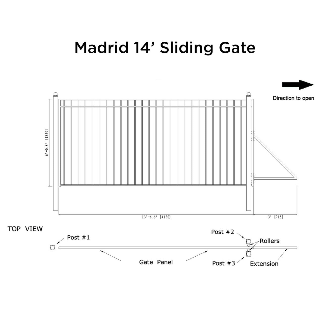 Chery Industrial 14x6 ft Steel Sliding Driveway Gate