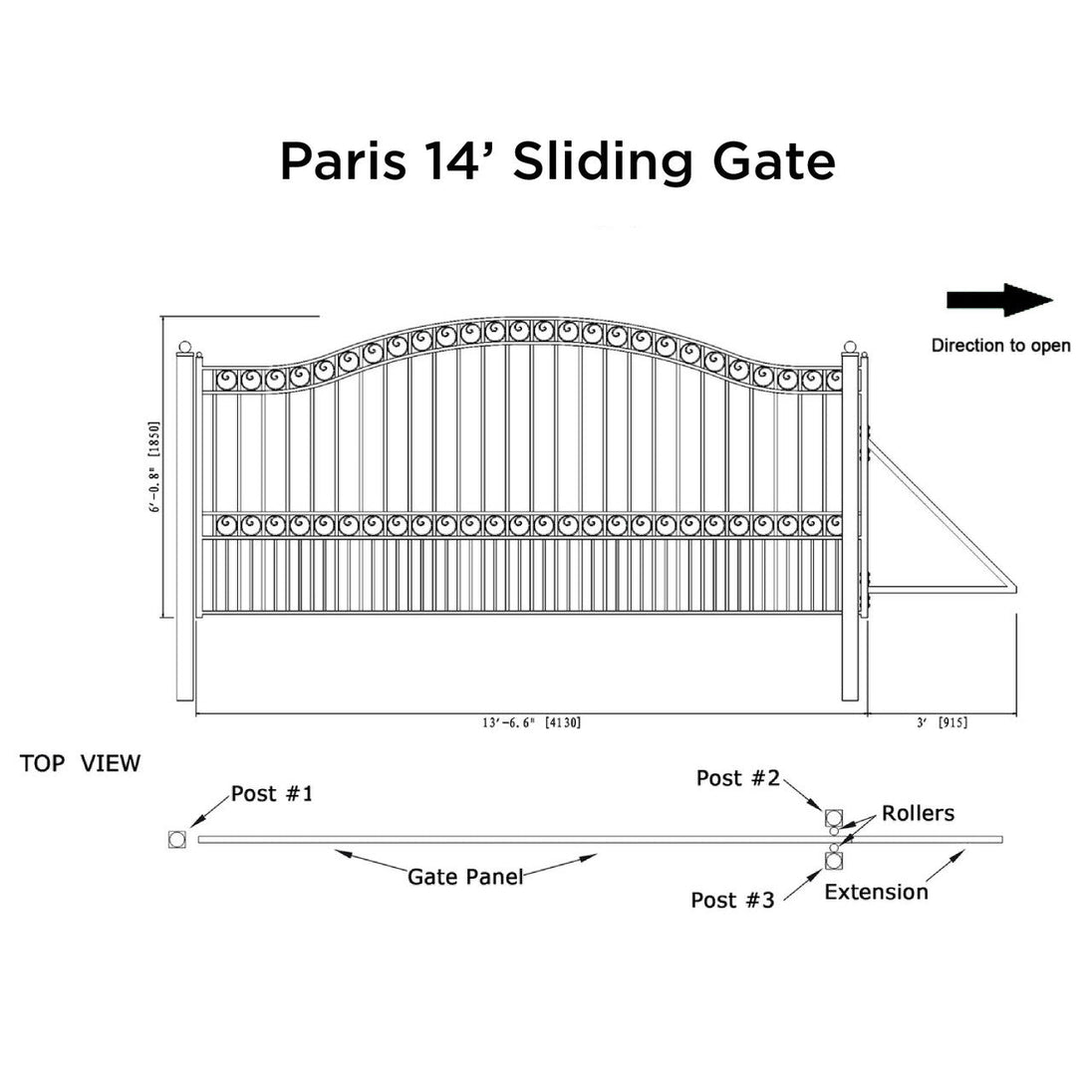 Chery Industrial 14x6 ft Steel Sliding Driveway Gate
