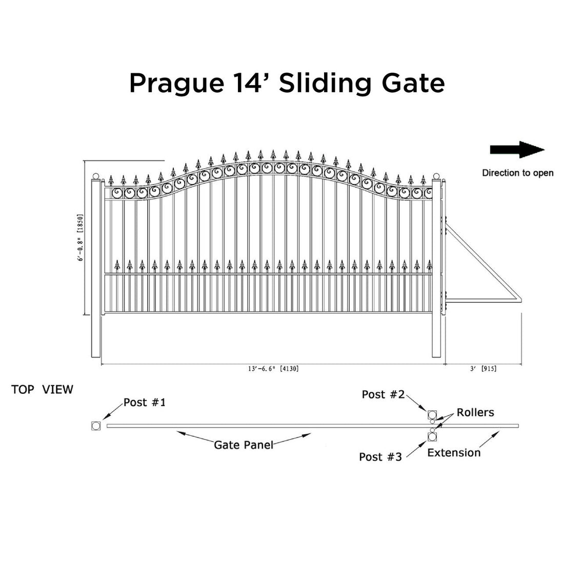 Chery Industrial 14x6 ft Steel Sliding Driveway Gate