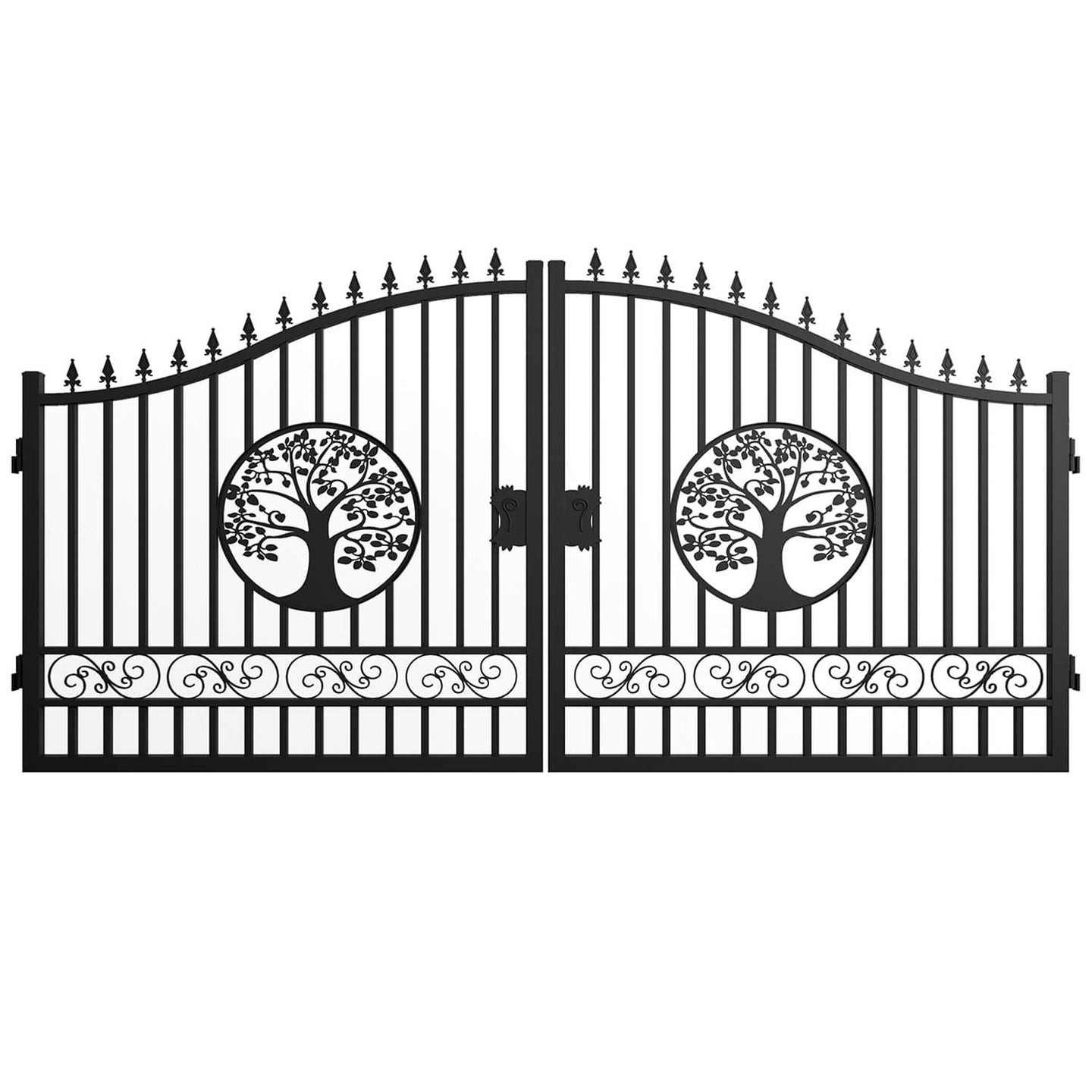 Chery Industrial | 14x8 ft Steel Dual Swing Driveway Gate with Wider Goalposts