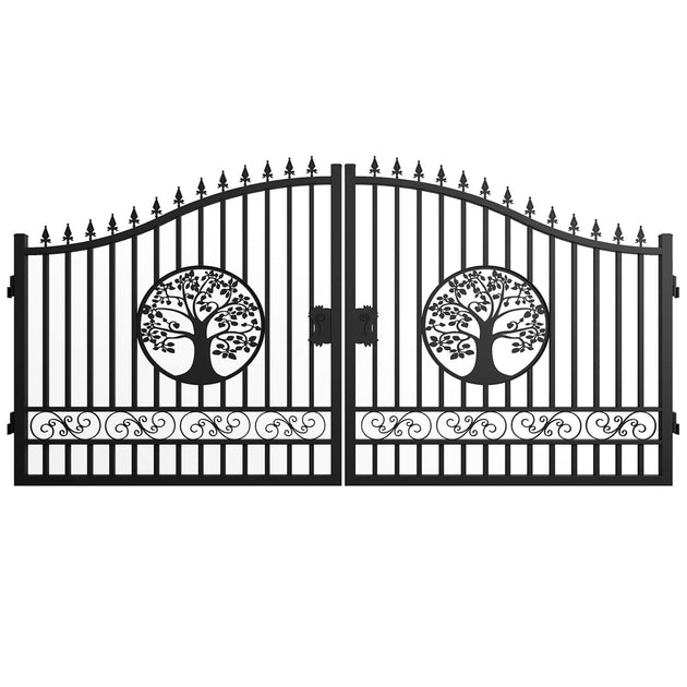 Chery Industrial | 14x8 ft Steel Dual Swing Driveway Gate with Wider Goalposts