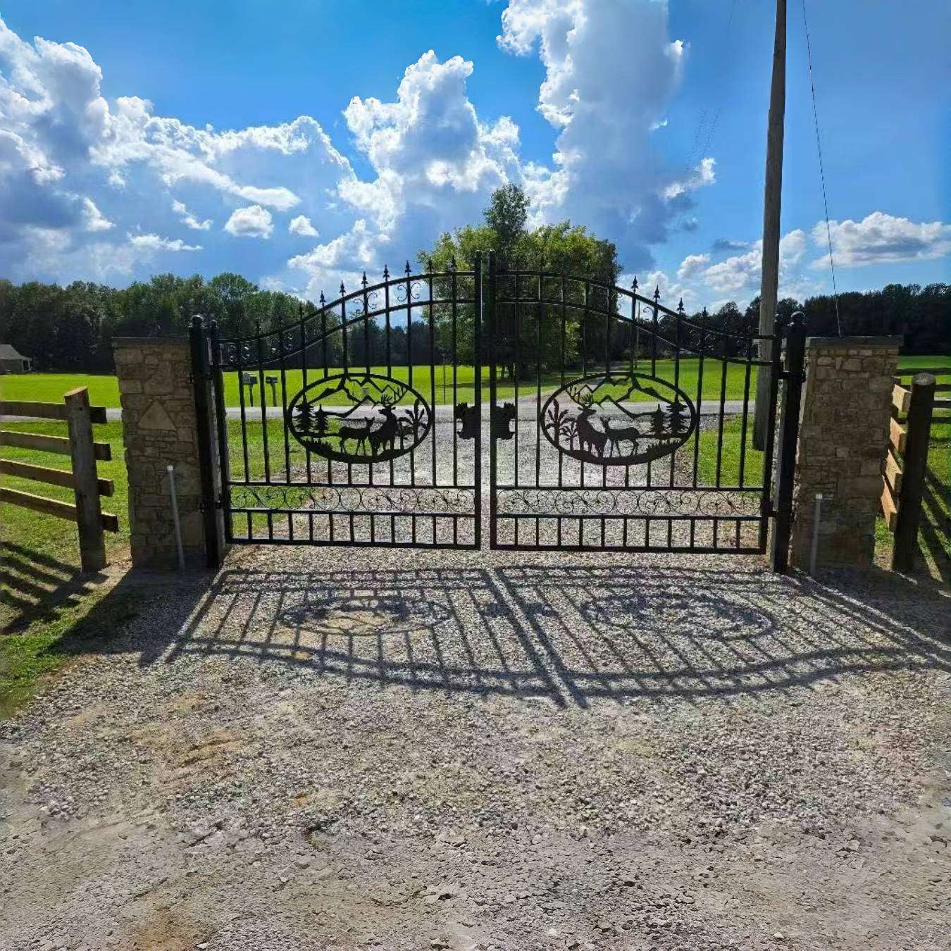Chery Industrial 14x8 ft Steel Dual Swing Driveway Gate