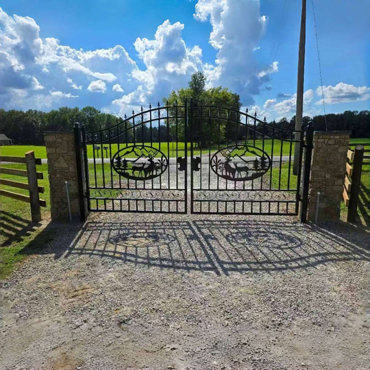 Chery Industrial 14x8 ft Steel Dual Swing Driveway Gate