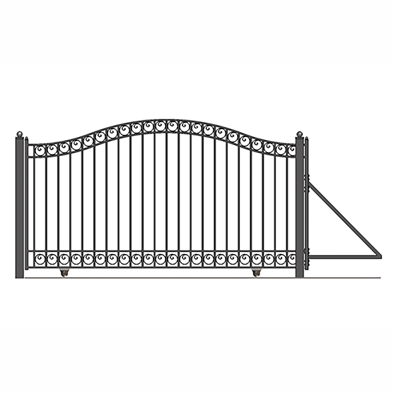 Chery Industrial 16ft Steel Sliding Driveway Gate with 5ft Pedestrian Gate