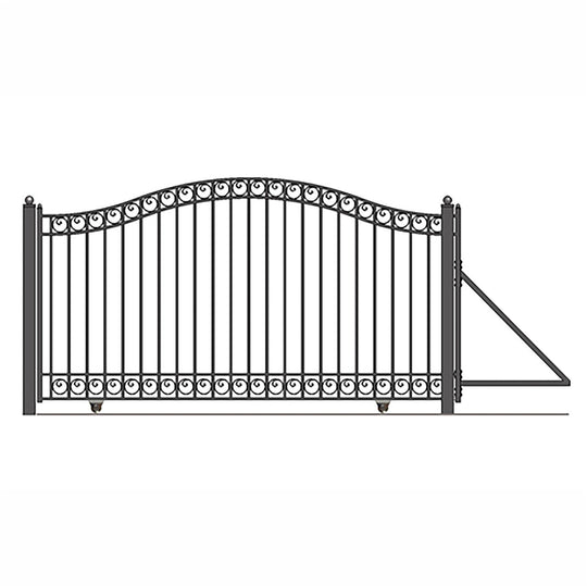 Chery Industrial 16ft Steel Sliding Driveway Gate with 5ft Pedestrian Gate